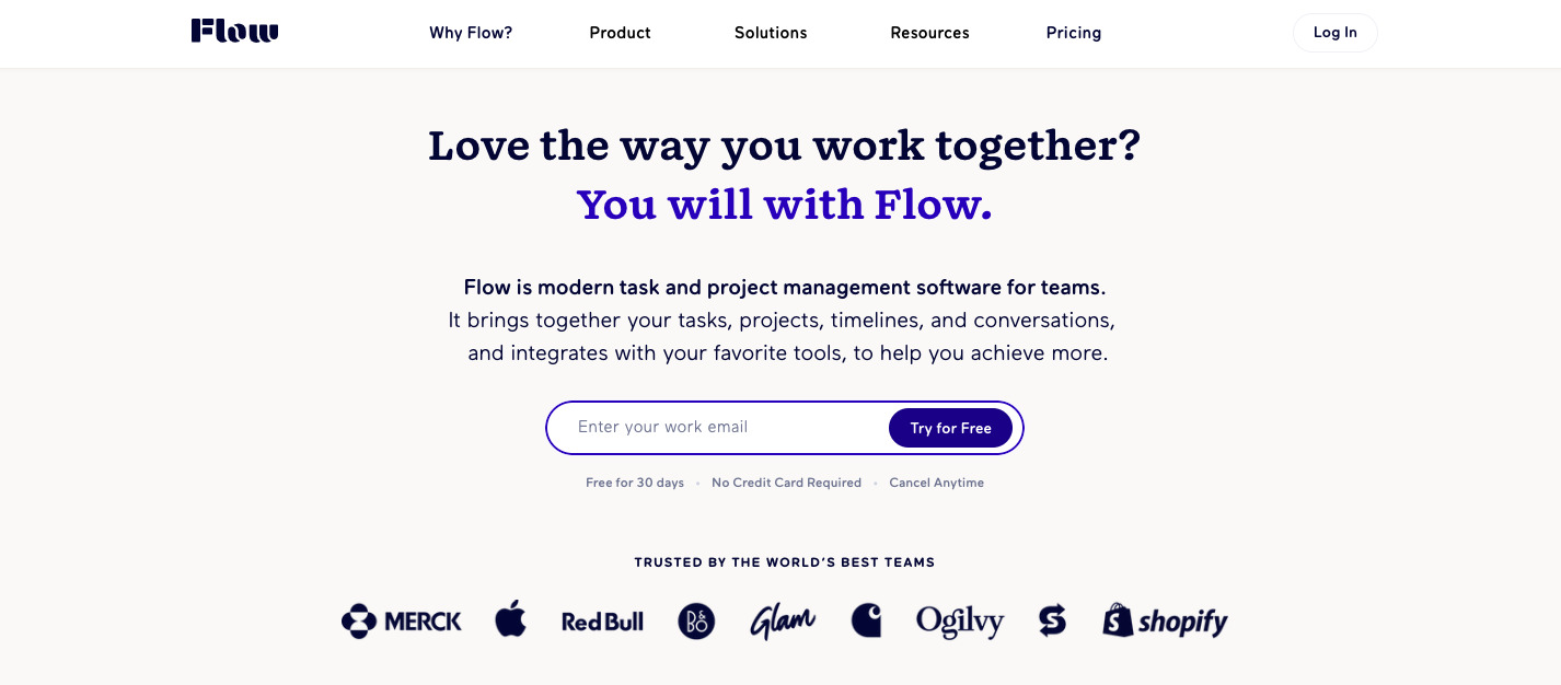 flow  project management tools screen
