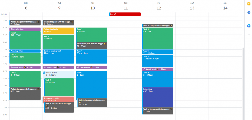 Google Calendar - time blocking