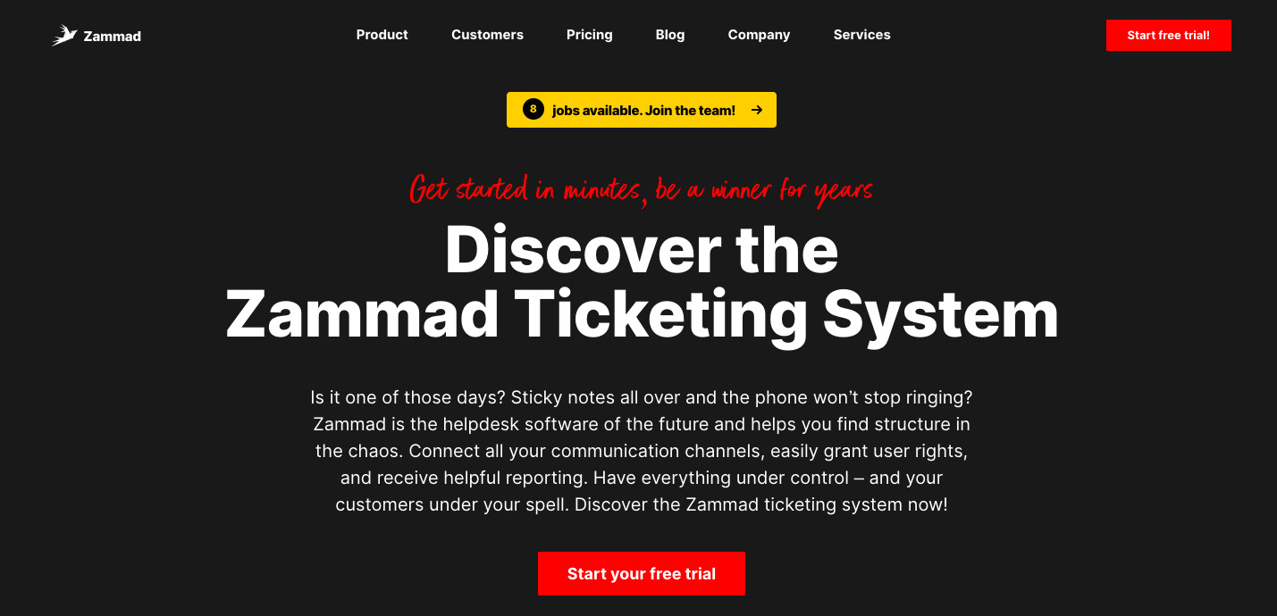 zammad  project management tools screen